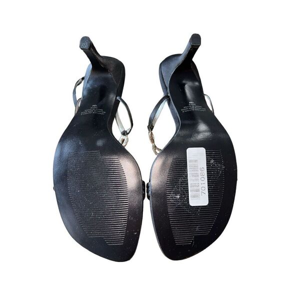 Jennifer Moore Onyx Black - Black Slingback - Jeweled Open Toe Heels Wmns Sz 10 - Picture 9 of 12